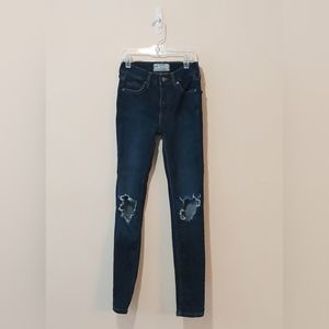 Free People Skinny Busted Jeans Dark Denim Wash